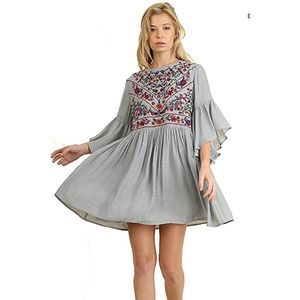 UMGEE GRAY BOHO GRAY FLORA BELL SHAPED SKIRT M